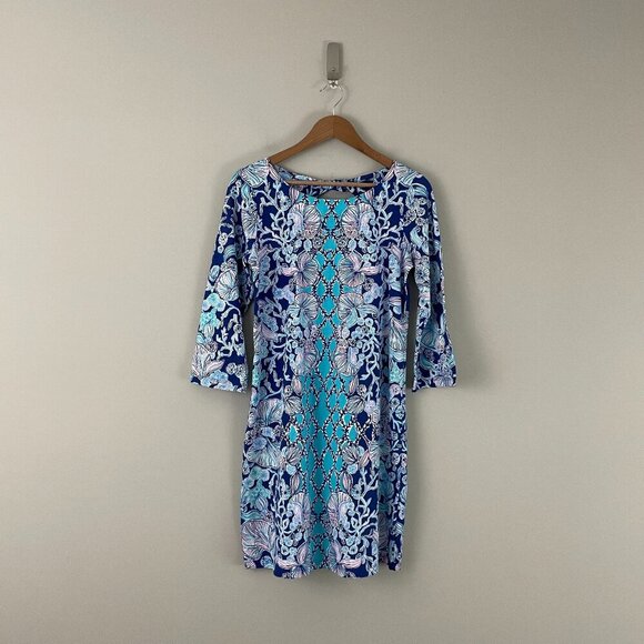 Lilly Pulitzer Bay Dress Lapis Lazuli Your Biggest Fan Size Medium - Picture 1 of 7